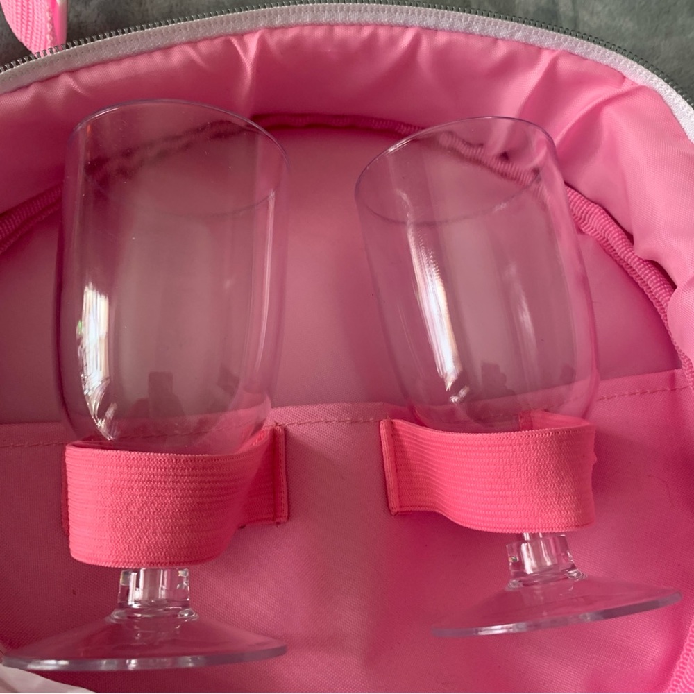 Lilly Pulitzer wine picnic bag Multicolor Floral Canvas Bag with wine glasses - Picture 7 of 10